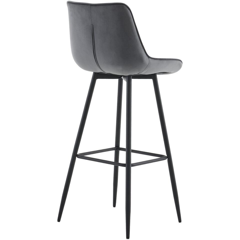  CLP Set Van 2 Barkruk Dartford Mat Zwart Frame - Fluweel - Donkergrijs
