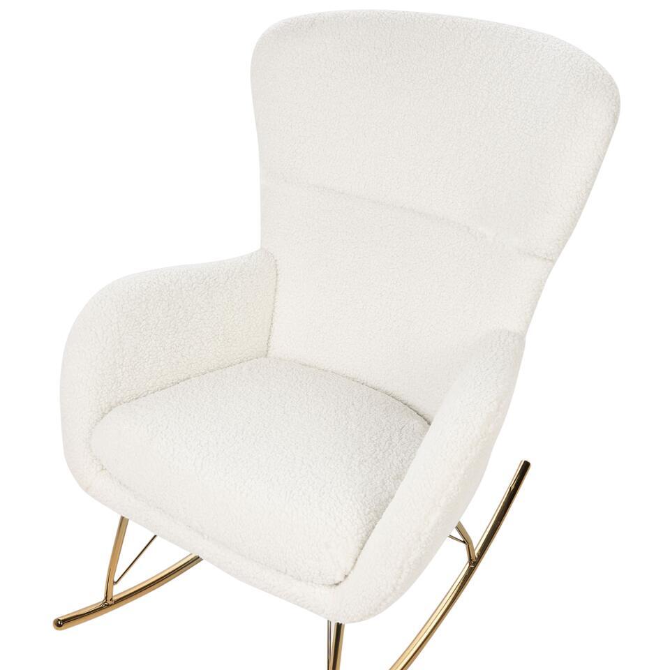  ANASET - Schommelstoel - Wit/Goud - Bouclé