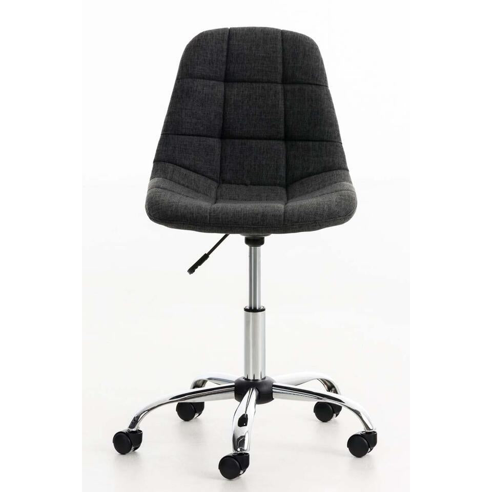  CLP Bureaustoel Emil Chroom Frame - Stof - Donkergrijs