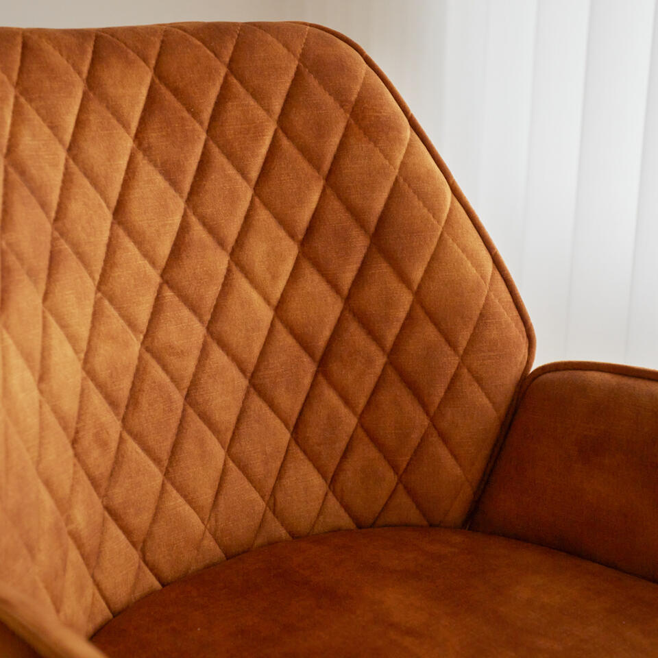  Barkruk Novan Velvet Cognac - Zithoogte 68 Cm - Stof - Bruin