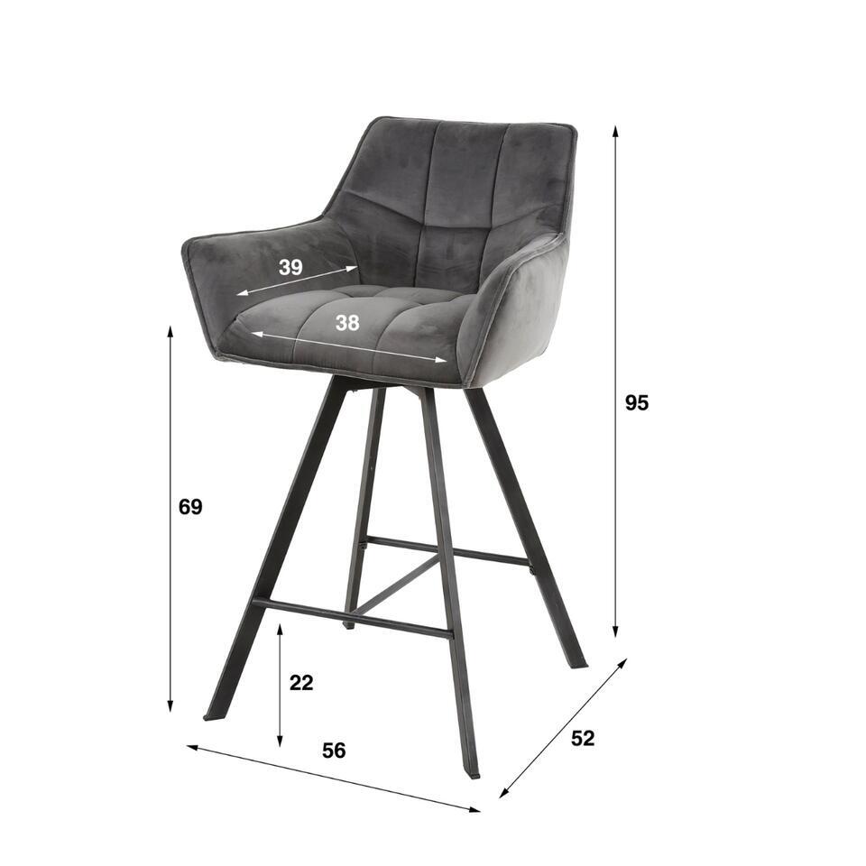  Fraaai - Ramon Draaibare Barstoel - 69 Cm - Velvet - Champagne