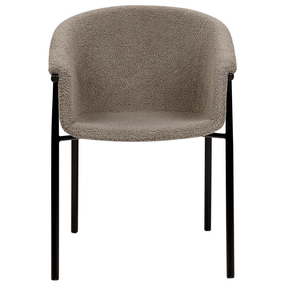  AMES - Eetkamerstoel Set Van 2 - Taupe - Bouclé