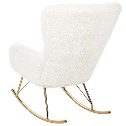 ANASET - Schommelstoel - Wit/Goud - Bouclé